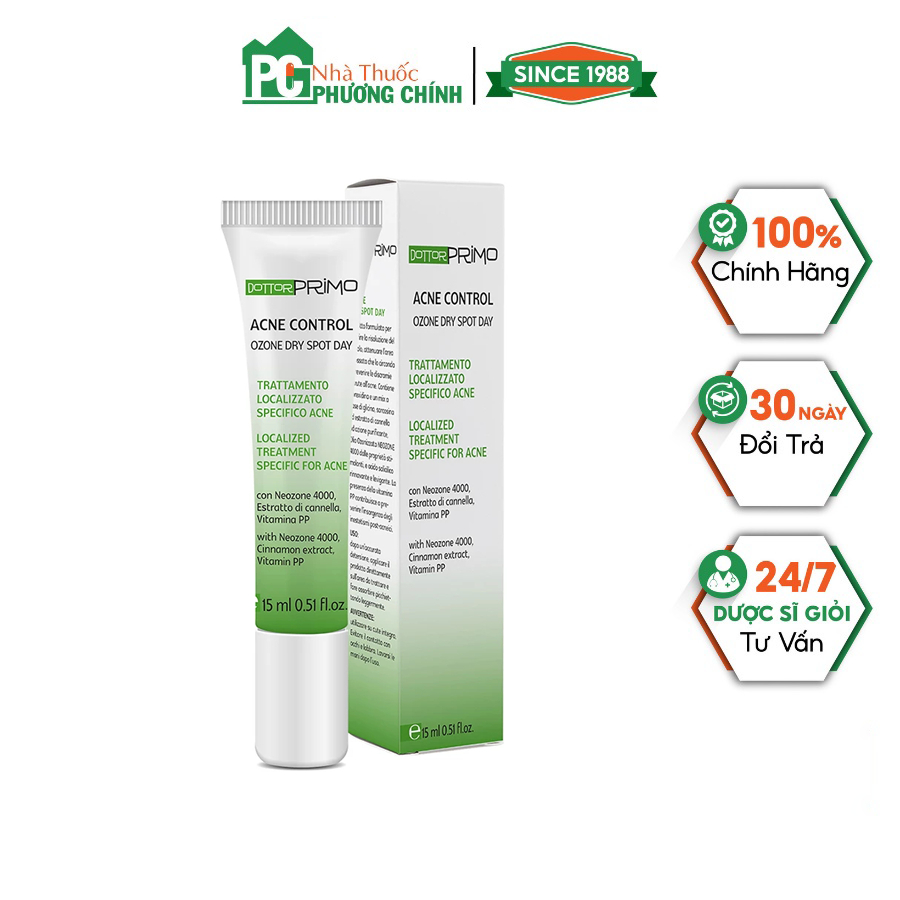 Kem Ngừa Mụn Ban Ngày Dottorprimo Acne Control Ozone Dry Spot Day (Tuýp 15ml)