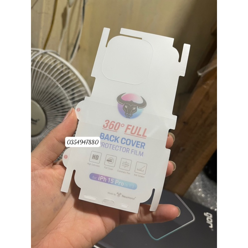 Miếng dán PPF dẻo cho iPhone 15/ 15 Plus/ 15 Pro/ 15 Pro max bảo vệ máy mặt trước, mặt sau trong suốt