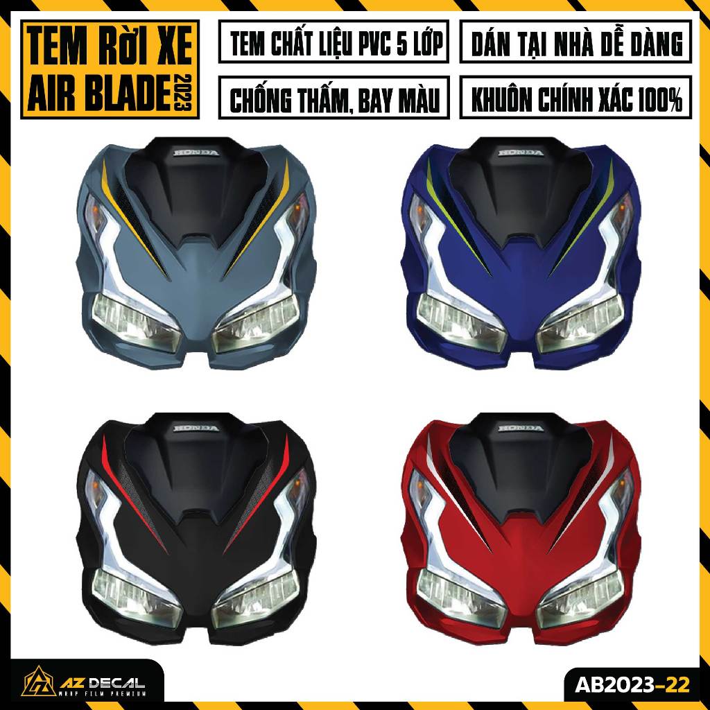 Tem Xe AirBlade 2023 Thiết Kế Mới | AB2023-22 | Team Decal Hình Dán Xe Máy AB Air Blade Chống Nước Bền Màu