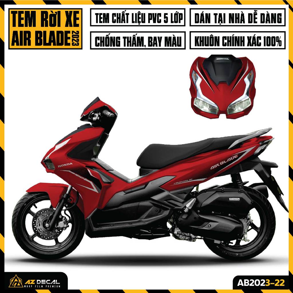 Tem Xe AirBlade 2023 Thiết Kế Mới | AB2023-22 | Team Decal Hình Dán Xe Máy AB Air Blade Chống Nước Bền Màu