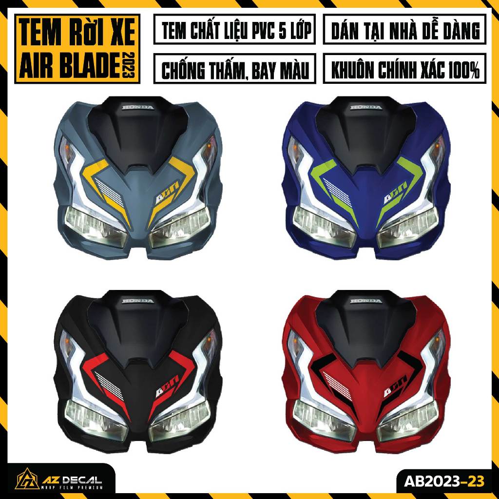 Tem Xe AirBlade 2023 Thiết Kế Hiện Đại  | AB2023-23 | Team Decal Hình Dán Xe Máy AB Air Blade Chống Nước Bền Màu