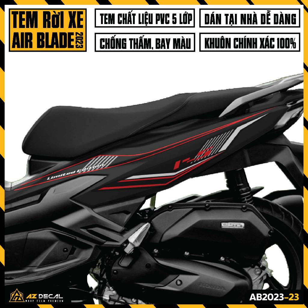 Tem Xe AirBlade 2023 Thiết Kế Hiện Đại  | AB2023-23 | Team Decal Hình Dán Xe Máy AB Air Blade Chống Nước Bền Màu