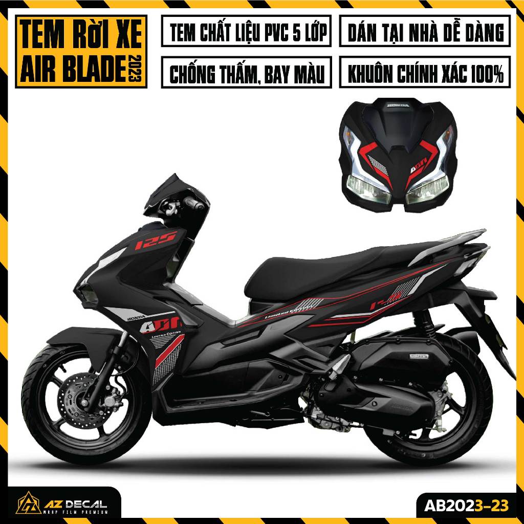 Tem Xe AirBlade 2023 Thiết Kế Hiện Đại  | AB2023-23 | Team Decal Hình Dán Xe Máy AB Air Blade Chống Nước Bền Màu