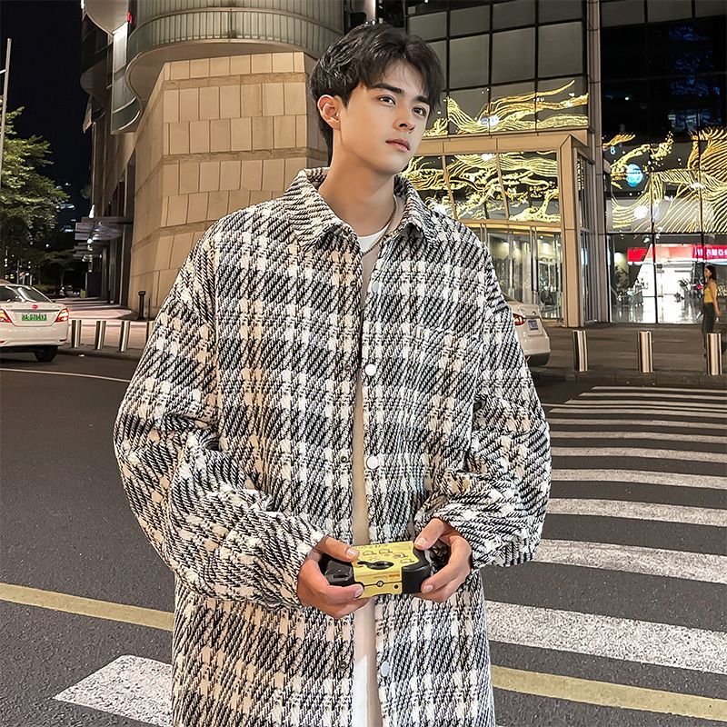 Áo Khoác Dạ Nam Mùa Thu Đông Kiểu Tweed Dày Dặn Phong Cách Thời Trang