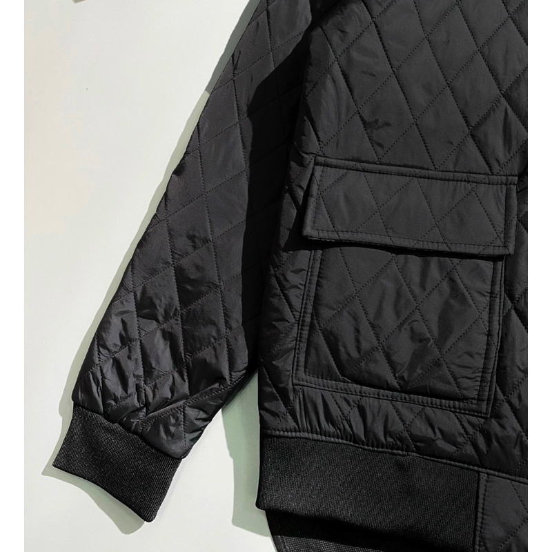 Áo khoác bomber bbr trần bông có hoạ tiết đơn giản khoá kéo màu đen thời trang nam nữ phong cách giới trẻ size s đến xl