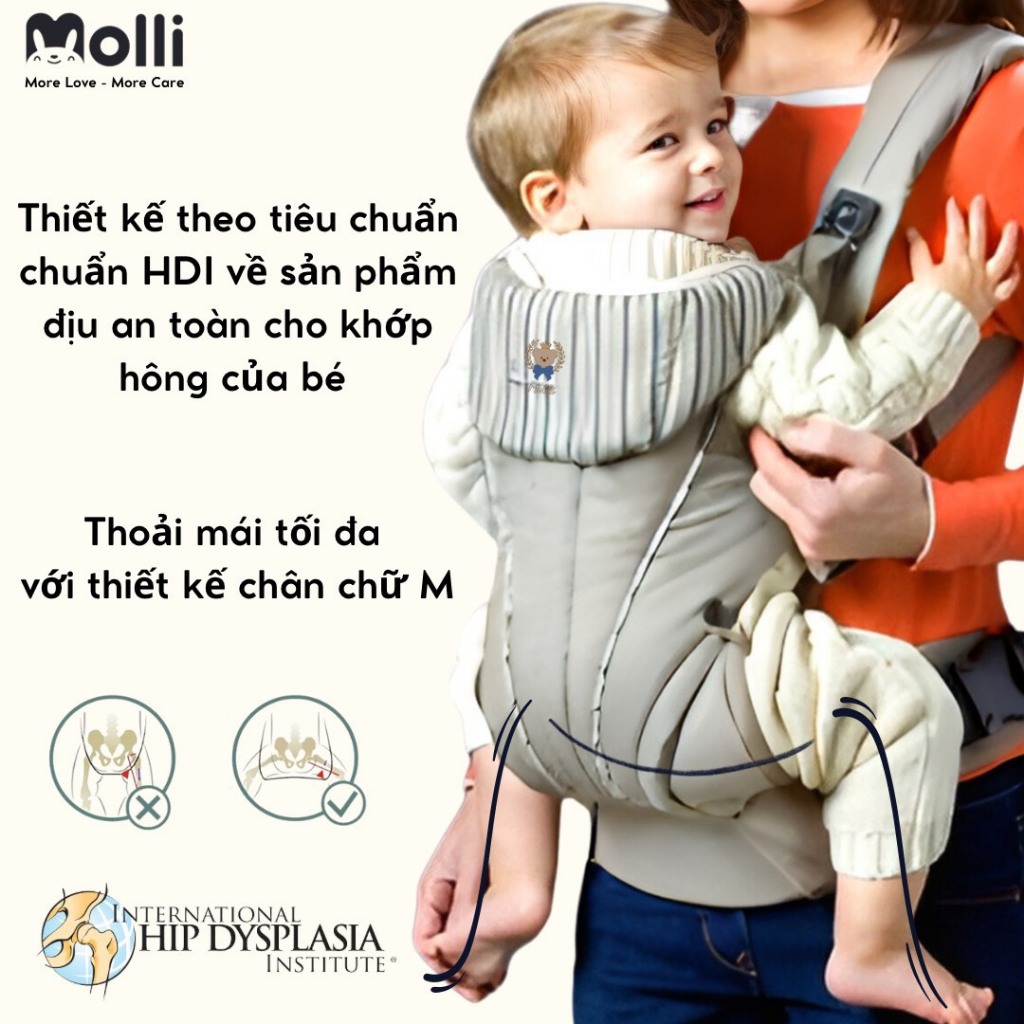 Địu em bé trợ lực 4 tư thế Ommi 360 - CHÍNH HÃNG MOLLI