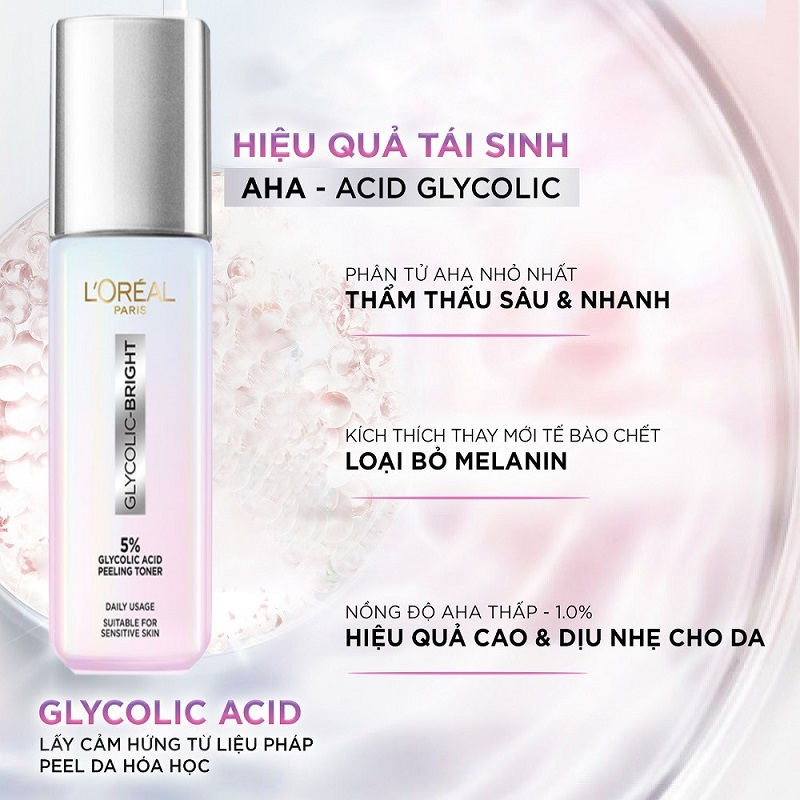 Nước Dưỡng Sáng Da L’Oreal Glycolic Bright Peeling Toner
