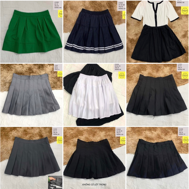 CV Chân váy xếp ly basic màu trơn fullsize form dáng trẻ trung hottrend hàng2hand TIEM2021