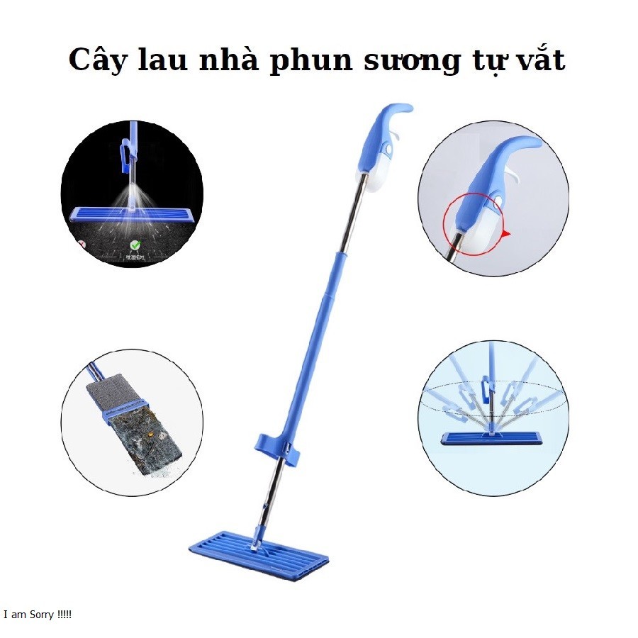 Cây Lau Nhà Phun Sương Xoay 360 Độ - Chổi Lau Nhà Phun Sương