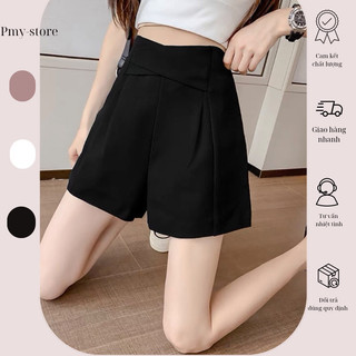 Quần đùi cạp cao , quần short đùi thiết kế cạp trước vắt chéo PMY- store