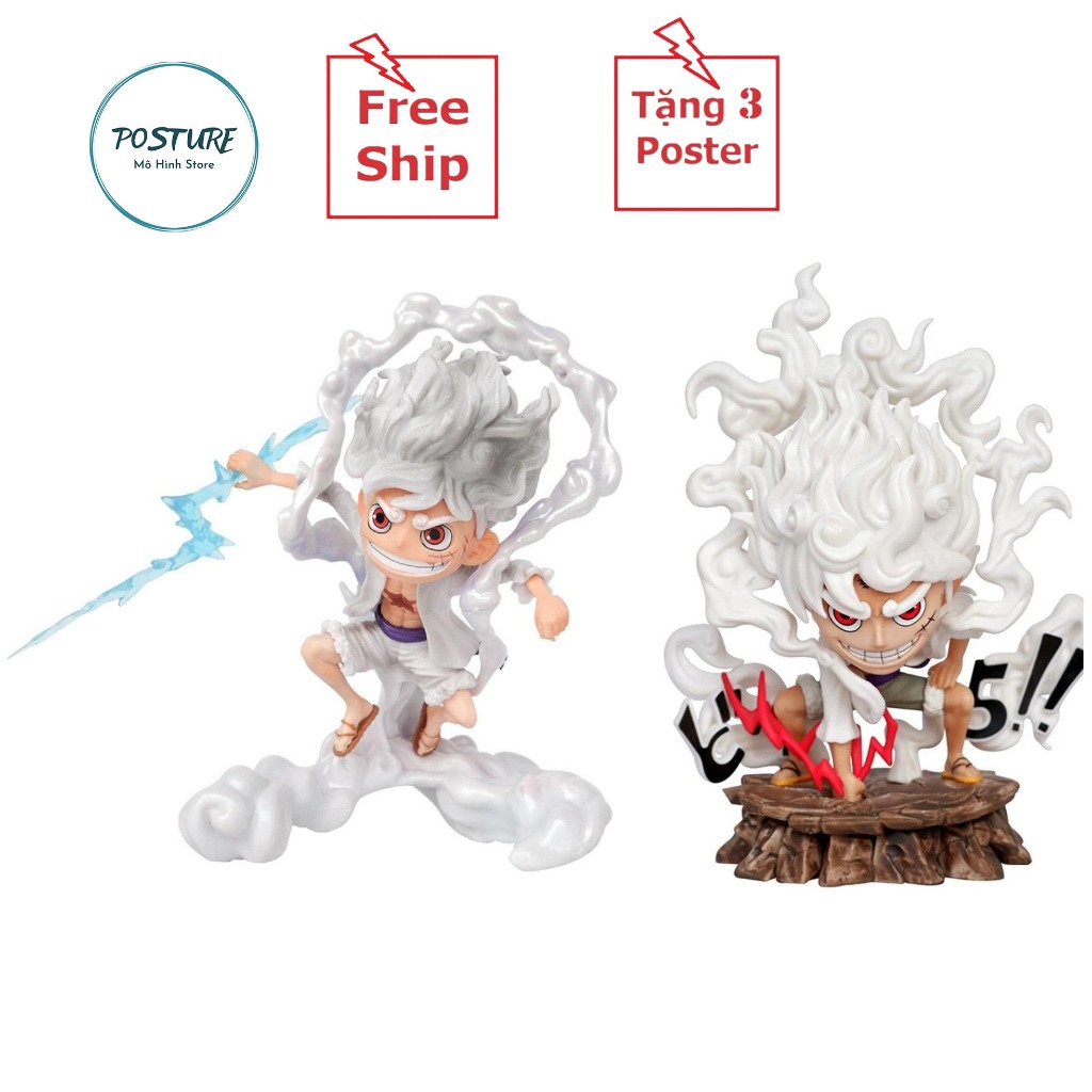 Mô Hình OnePiece Luffy nika gear 5 trạng thái chiến đấu tay cầm vũ khí cao 16cm nặng 300g -OnePiece