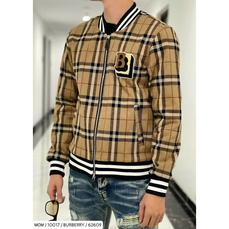 Áo khoác bomber bbr có hoạ tiết kẻ sọc khoá kéo màu vàng thời trang nam nữ phong cách giới trẻ có size từ s đến xl
