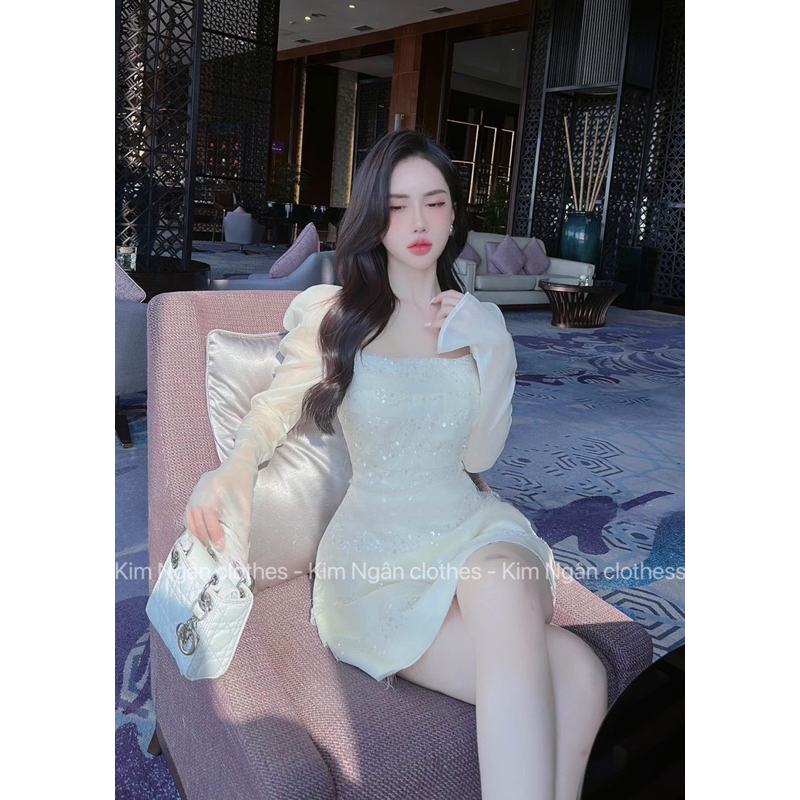 Váy tơ phối kim sa tầng  SML