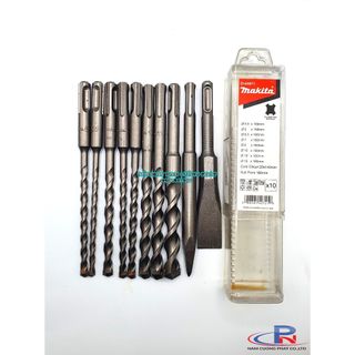 Bộ mũi khoan bê tông chuôi sds plus makita d-44971- bộ 10 cái