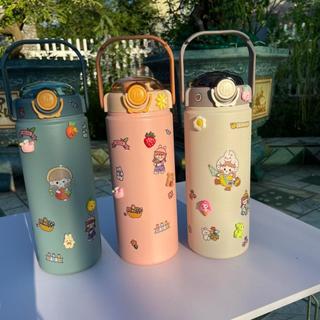  bình giữ nhiệt có ống hút nước và tay sách tiện lợi   tặng kèm stiker 2d và 3d   