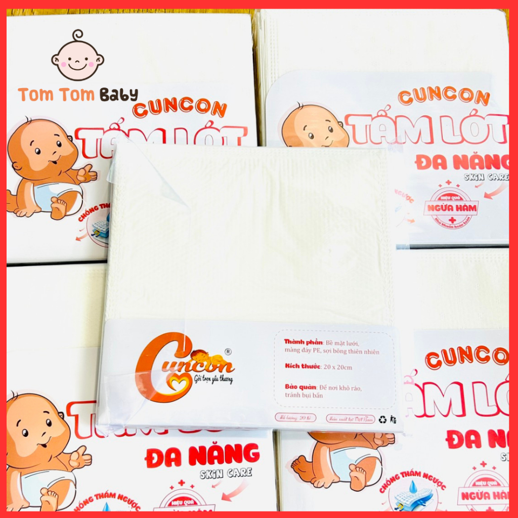 Túi 20 cái Tấm Lót chống thấm , tấm lót đa năng sơ sinh CUNCON- Kích thước 20x20cm