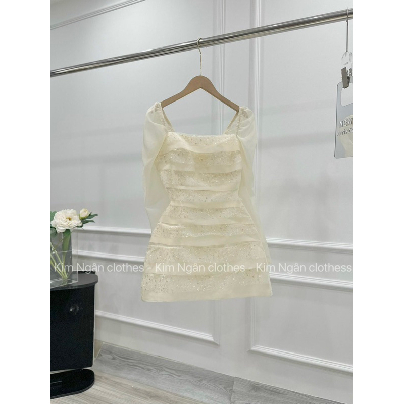 Váy tơ phối kim sa tầng  SML