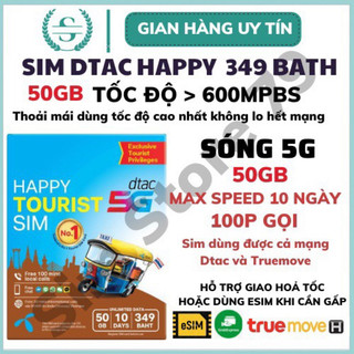 Sim du lịch thái lan 4G 5G không giới hạn data 50GB 10 ngày