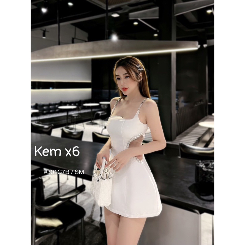 Đầm tiệc khoét eo đính đá cao cấp nữ