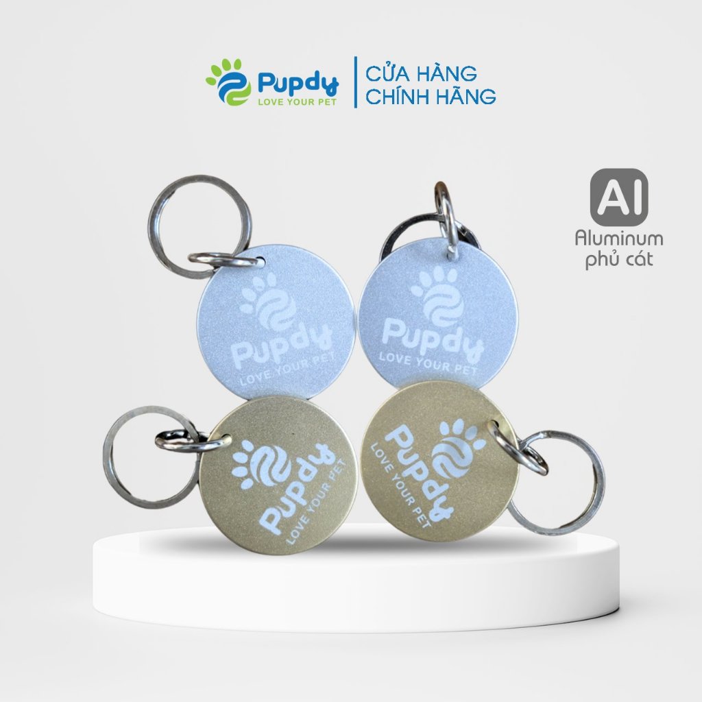 Thẻ tên thú cưng Aluminum phủ cát khắc tên theo yêu cầu – Pupdy Việt Nam