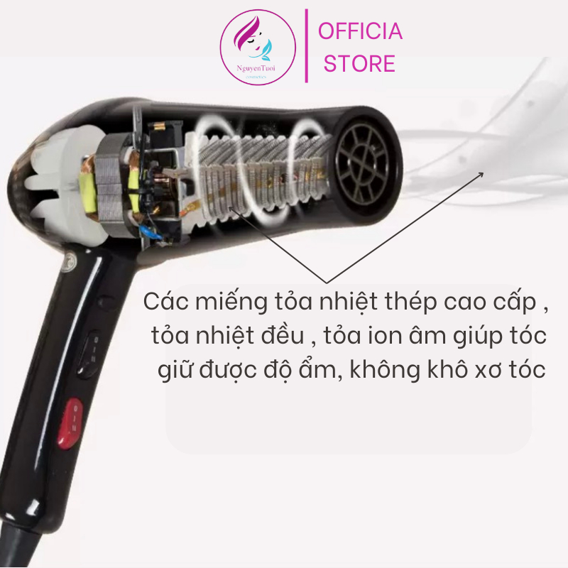 Máy sấy tóc công suất lớn Barberwell 898- 2300W sấy ion âm bảo vệ tóc