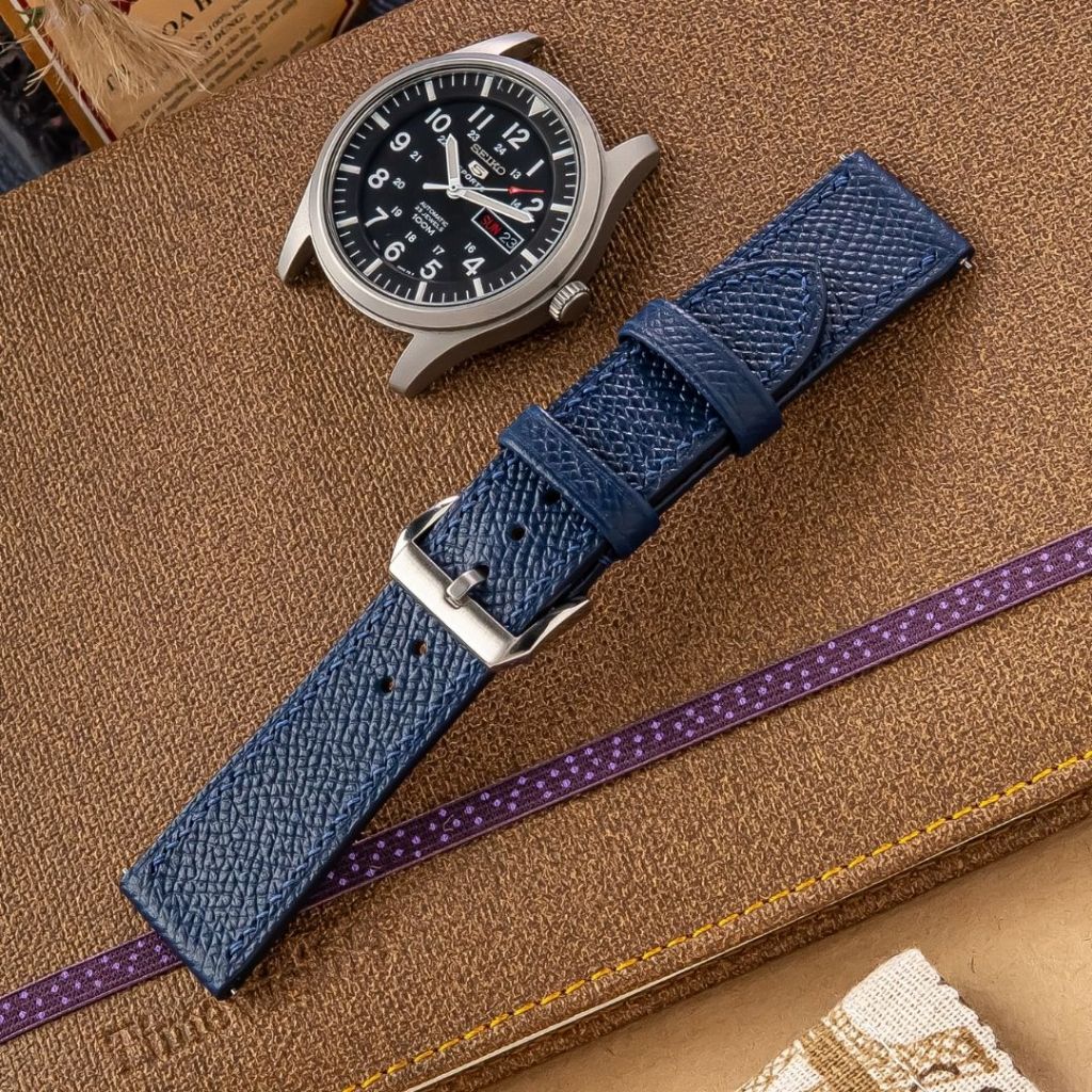 Dây đồng hồ da bò Epsom Pháp - Dây da đồng hồ cơ, pin size 18mm,19mm,20mm,21mm,22mm-Khâu tay thủ công- Bảo hành 24 tháng