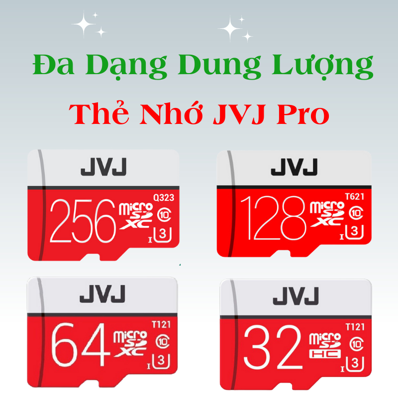 Thẻ Nhớ JVJ Pro 256GB /128GB /64GB /32GB Chuyên Cho Camera, Class 10, Tốc Độ Cao Tối Đa 100Mb/s - Thẻ Nhớ Chính Hãng