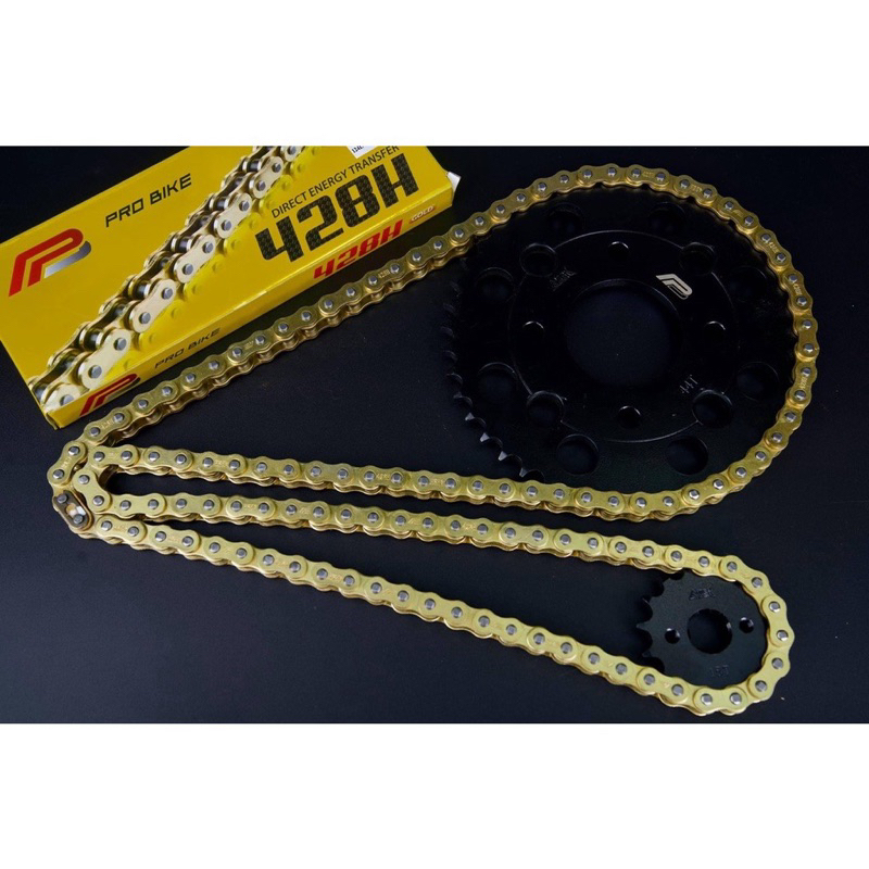 Sên ProBike Vàng, Vàng Đen chính hãng 428 9li 10li 124 mắt , 132 mắt về sử dụng mọi loại xe số