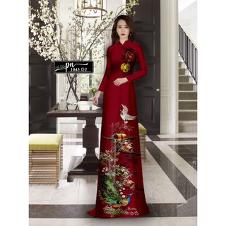 Vải may áo dài - đầm váy - PN1043 - vải in 3D sắc nét (nhà em chỉ bán vải - không bán hàng may sẵn ạ)