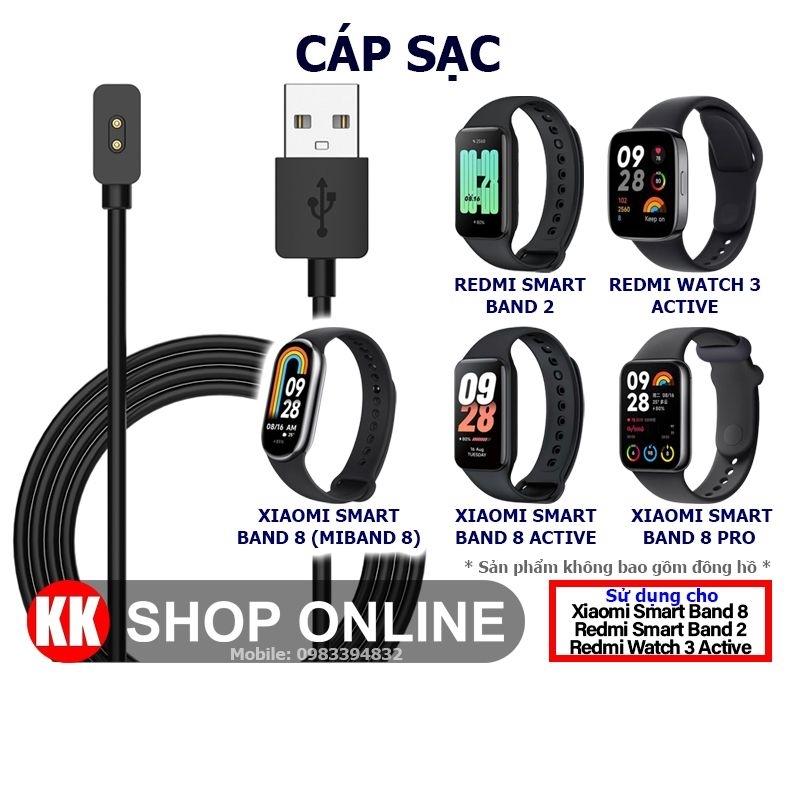 Cáp sạc Xiaomi Smart Band 8 / 8 Active / 8 Pro / Redmi Smart Band 2 / Redmi Watch 3 Active