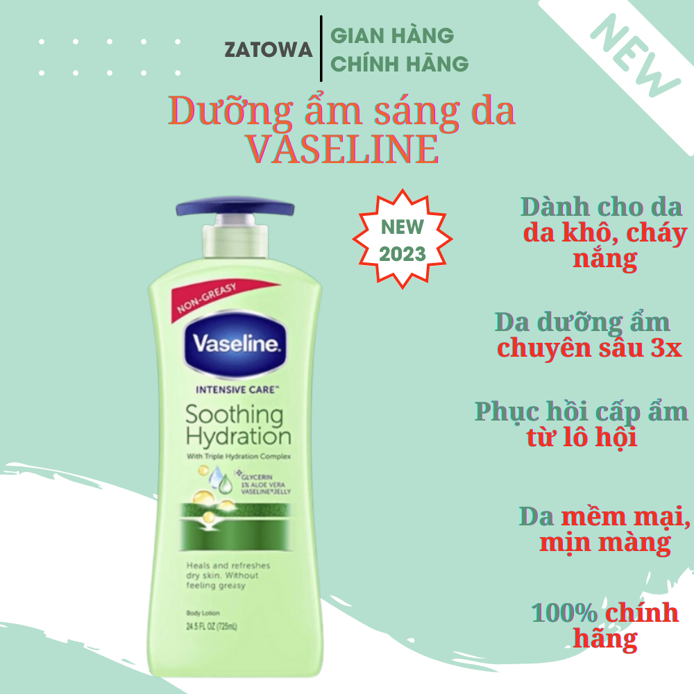 Sữa Dưỡng Thể Vaseline 725ml Dưỡng Trắng Sáng Da Nâng Tone Body Lotion Tone Up Chất Kem Hồng Nhạt Không Bết Dính