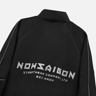 Áo khoác dù now saigon chewchill viền đen phản quang mẫu form rộng, áo khoác jacket dù ngoài unisex nam nữ