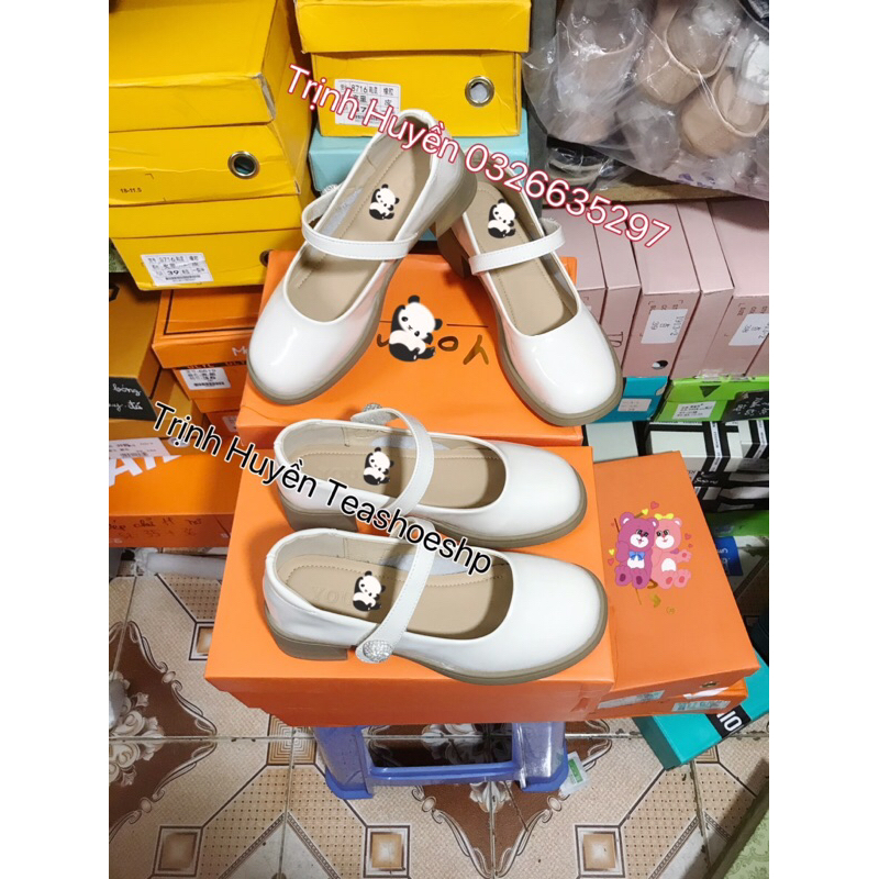 Giày búp bê da bóng mềm quảng châu, giày đốc lolita cao gót 5p êm chân ,giày mary jane dự tiệc quai ngang đính đá