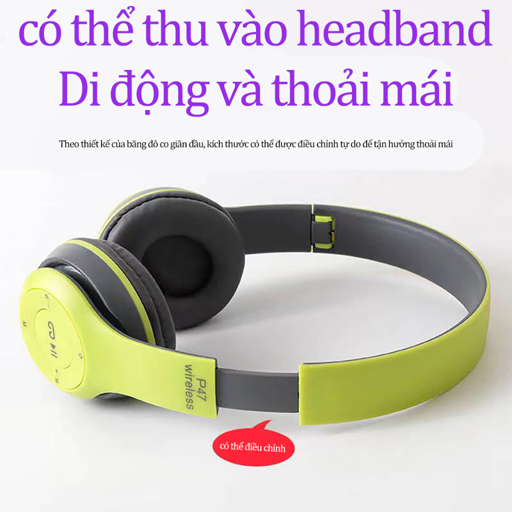 Tai nghe bluetooth không dây điện thoại di động loa siêu trầm gắn trên đầu
