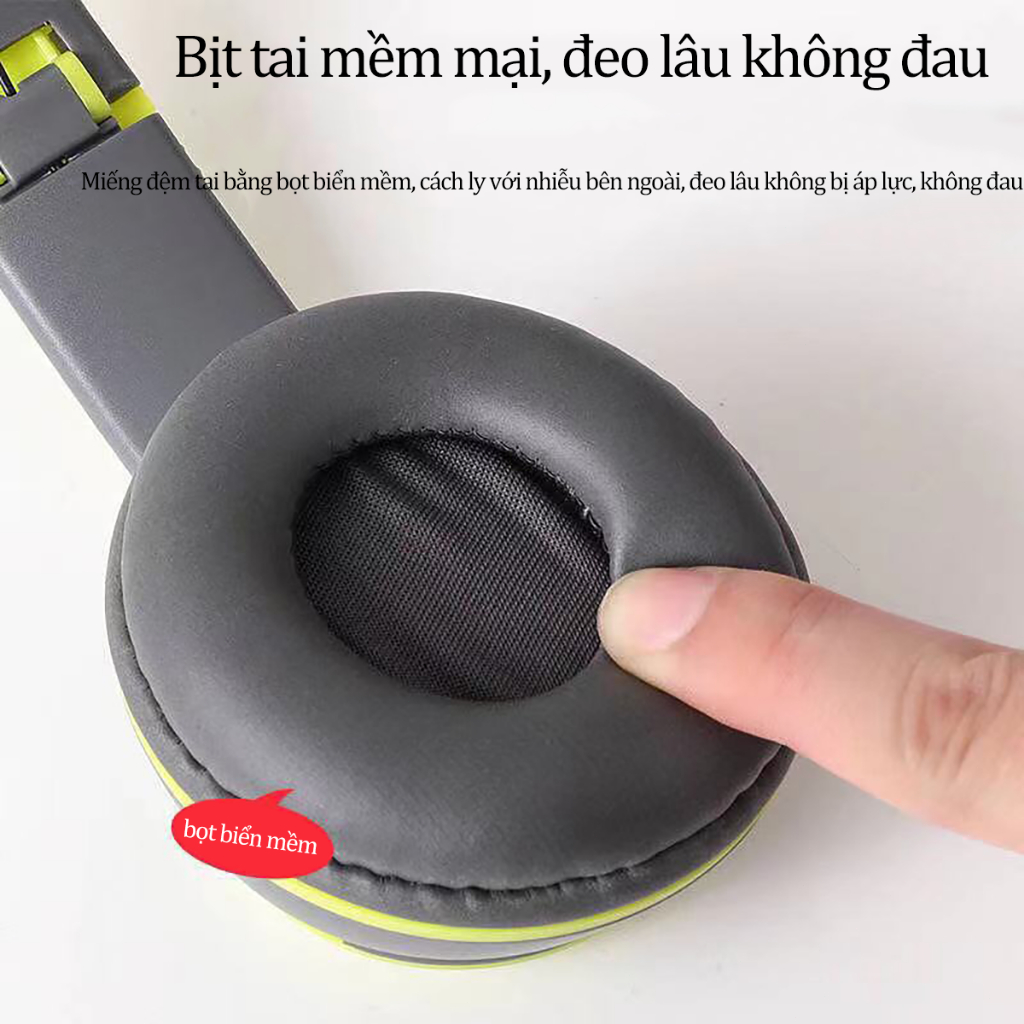 Tai nghe bluetooth không dây điện thoại di động loa siêu trầm gắn trên đầu