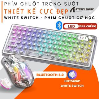 Bàn Phím Cơ Bluetooth Và Chuột Trong Suốt Attack Shark K75 Và X2 PRO Led Rgb Trục Cơ White Switch