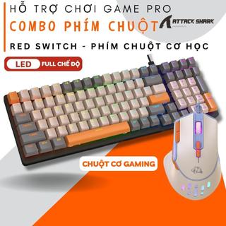 Bàn phím cơ máy tính kèm chuột chuyên game attack shark k3 và m2 blueberry độ nhạy cao trục cơ học red switch