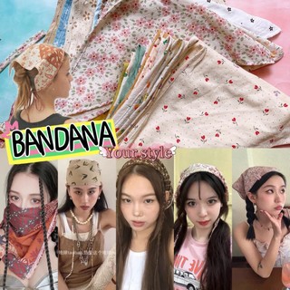 [Tím.Little]KHĂN TAM GIÁC BANDANA TURBAN HOA VẢI LỤA ĐẸP, KHĂN TAM GIÁC ĐỘI ĐẦU VINTAGE
