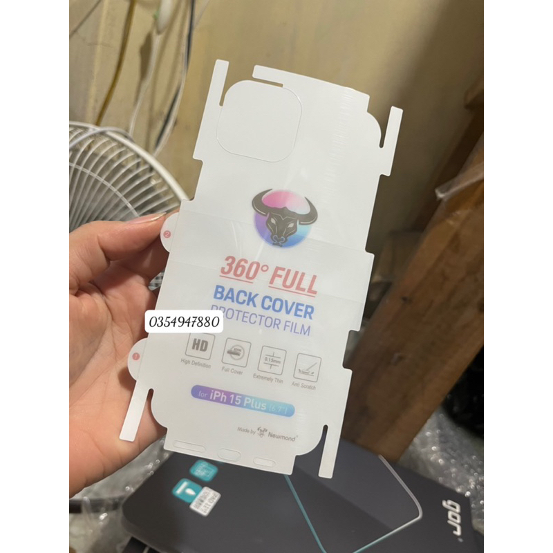 Miếng dán PPF dẻo cho iPhone 15/ 15 Plus/ 15 Pro/ 15 Pro max bảo vệ máy mặt trước, mặt sau trong suốt