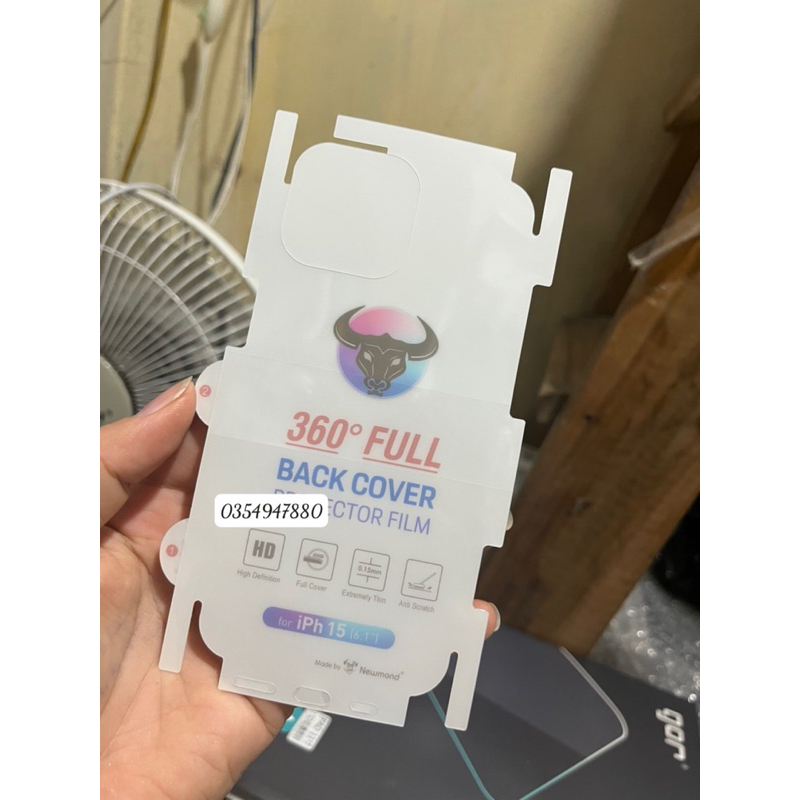 Miếng dán PPF dẻo cho iPhone 15/ 15 Plus/ 15 Pro/ 15 Pro max bảo vệ máy mặt trước, mặt sau trong suốt