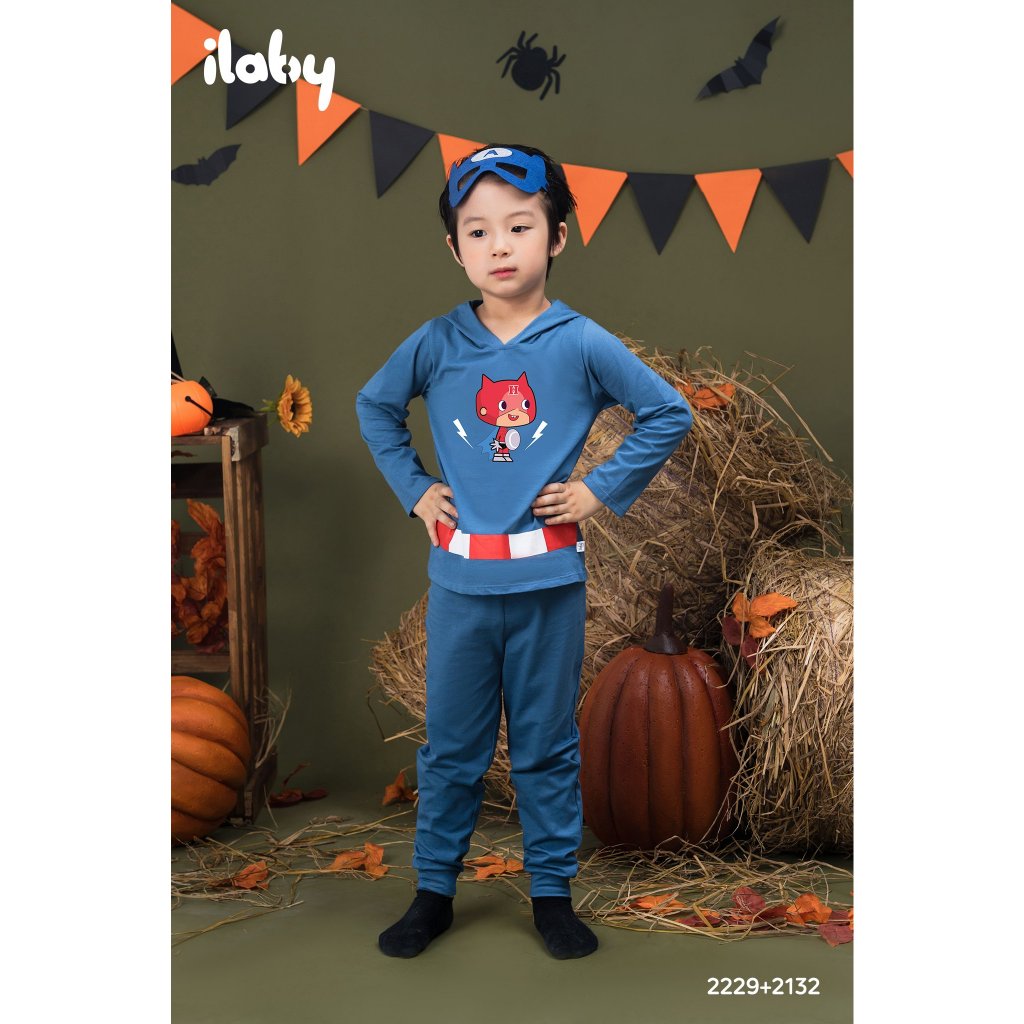 Set bộ thun halloween bé trai ILABY hóa trang in hình ngộ nghĩnh chất liệu thun cotton cho bé 8-35kg