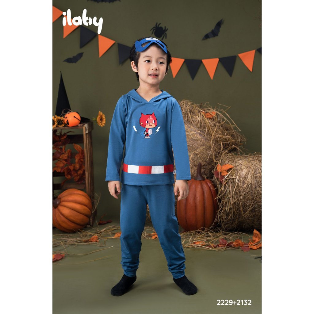 Set bộ thun halloween bé trai ILABY hóa trang in hình ngộ nghĩnh chất liệu thun cotton cho bé 8-35kg