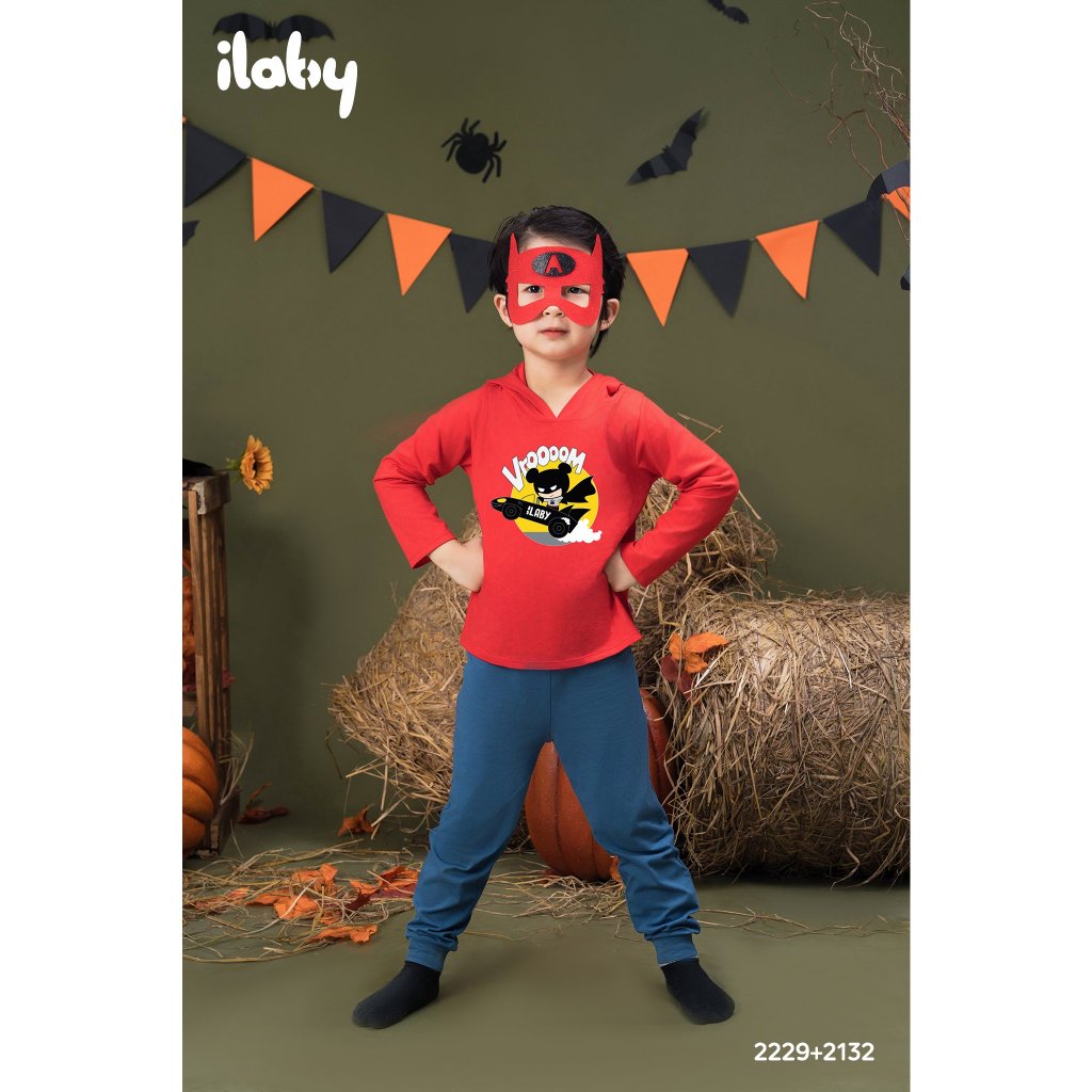 Set bộ thun halloween bé trai ILABY hóa trang in hình ngộ nghĩnh chất liệu thun cotton cho bé 8-35kg
