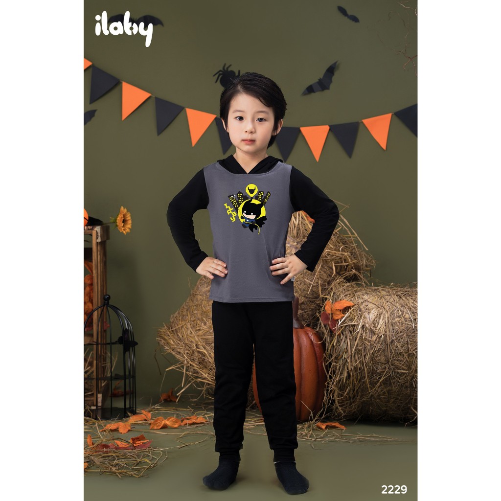 Set bộ thun halloween bé trai ILABY hóa trang in hình ngộ nghĩnh chất liệu thun cotton cho bé 8-35kg