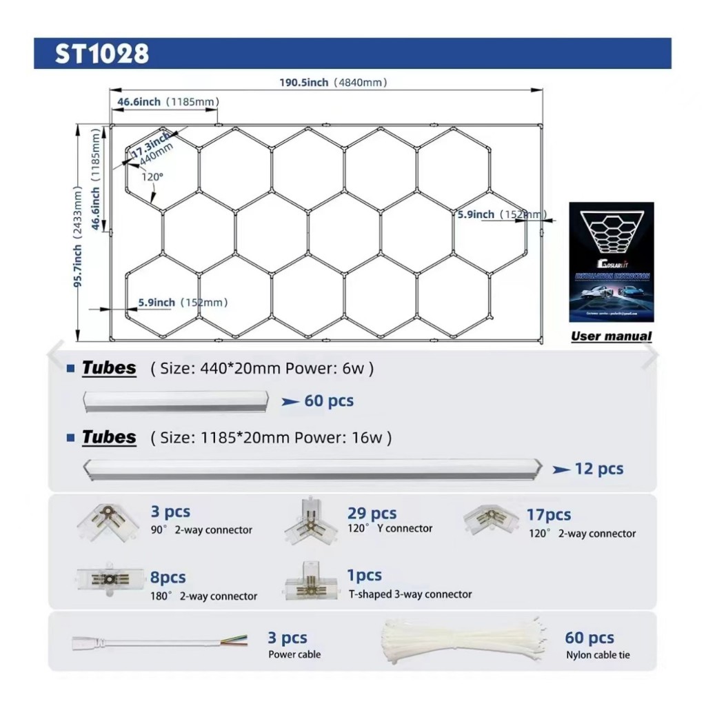 Đèn led tổ ong lục giác chăm sóc xe chuyên nghiệp 220v-850w siêu sáng
