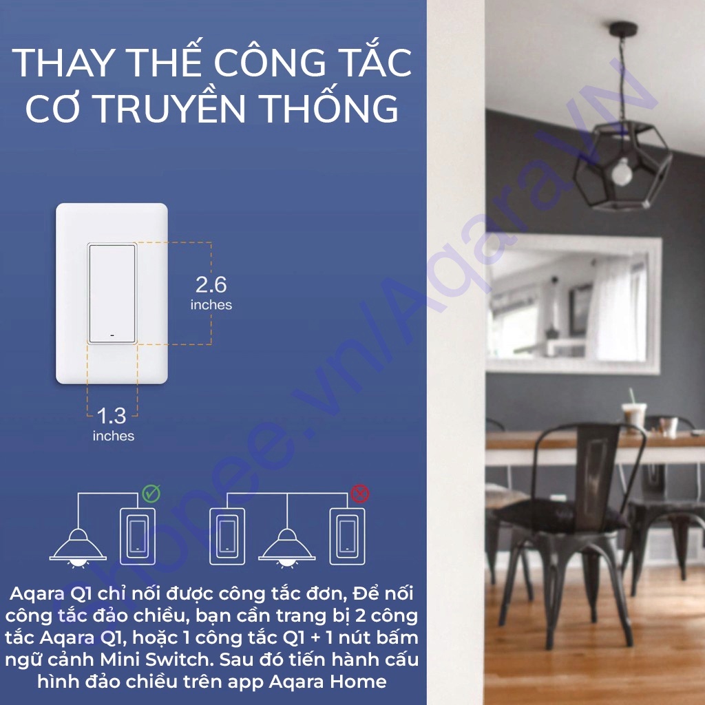 Công tắc thông minh Aqara Q1 Smart Wall Switch chuẩn Mỹ - Hub is required - Hàng Chính Hãng BH 12 Tháng