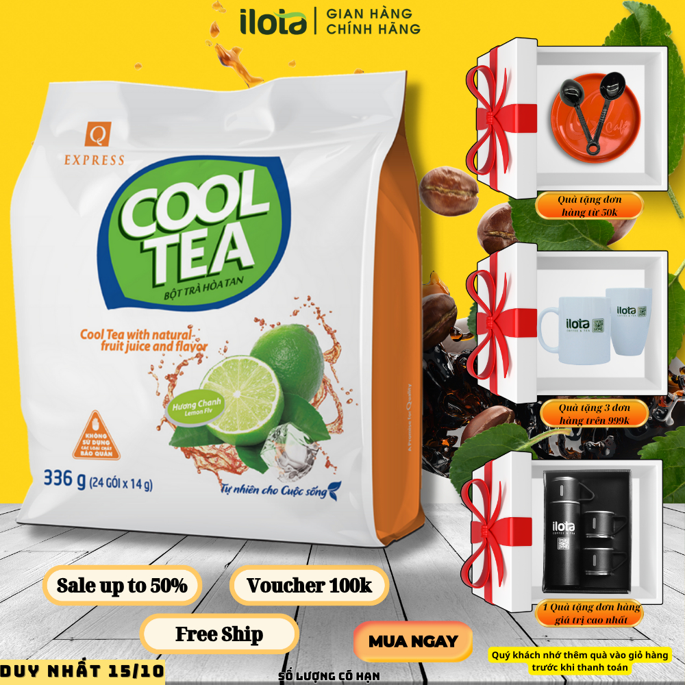 Trà chanh Hoà tan Trần Quang Cooltea (Bịch 24 gói x 14gr)