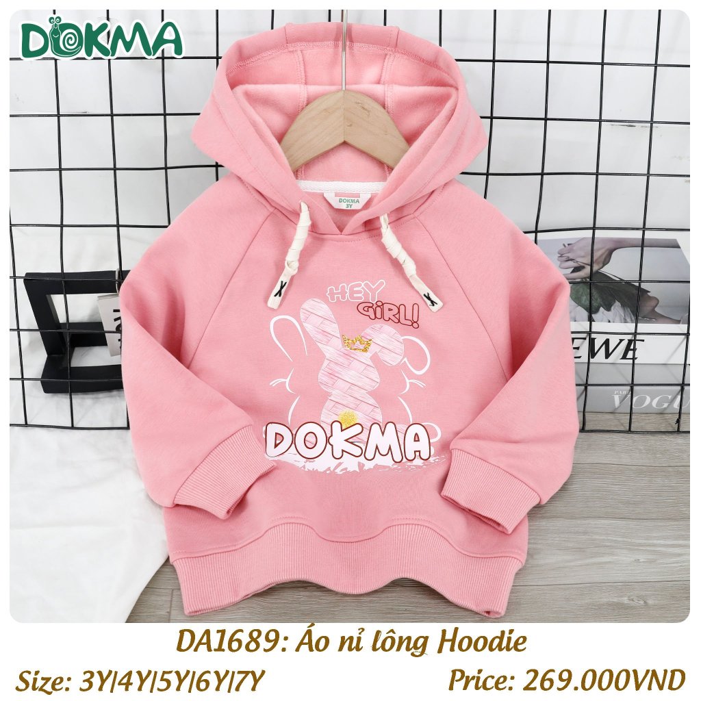 Áo dài tay hoodie nỉ lông dày cho bé Dokma DA1689