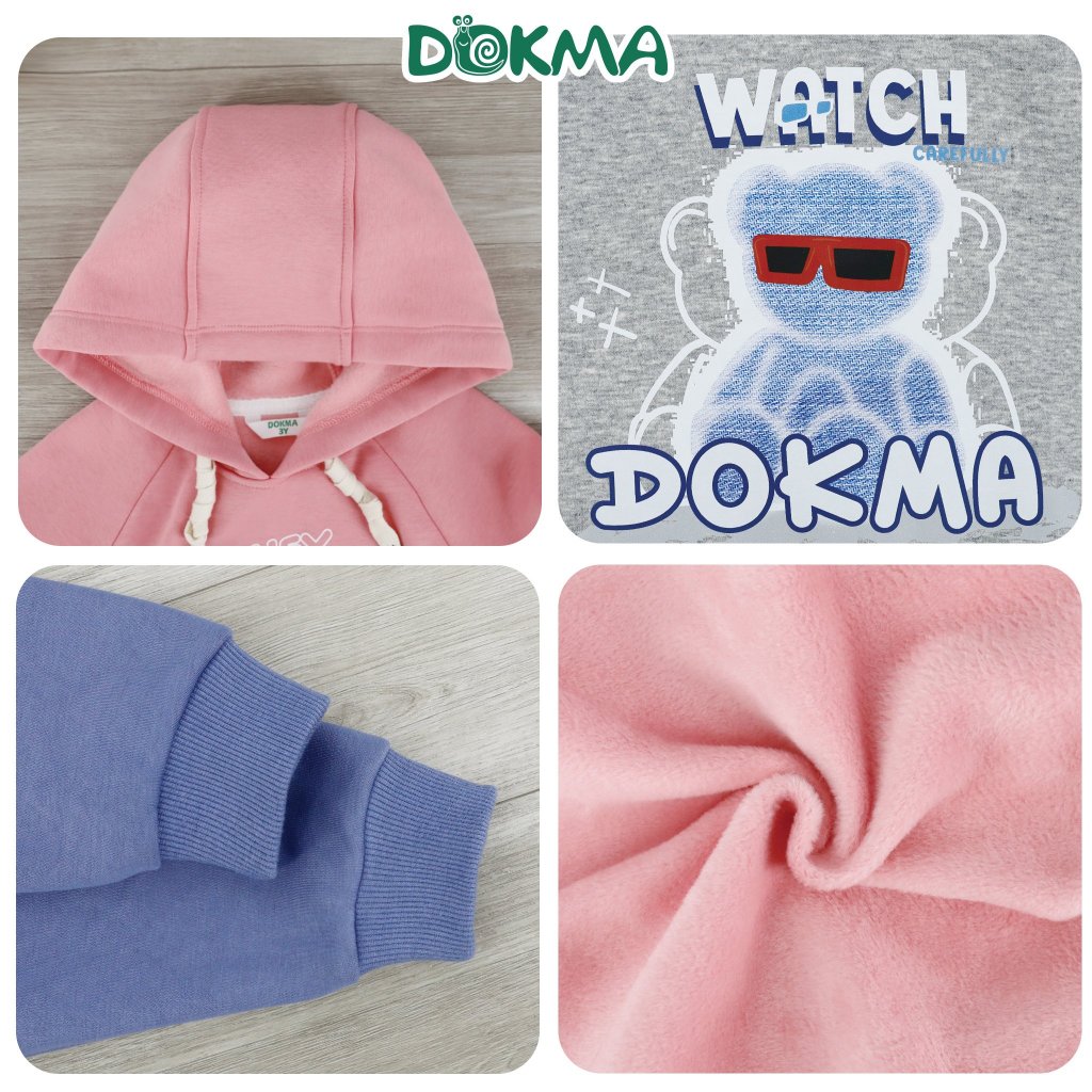 Áo dài tay hoodie nỉ lông dày cho bé Dokma DA1689