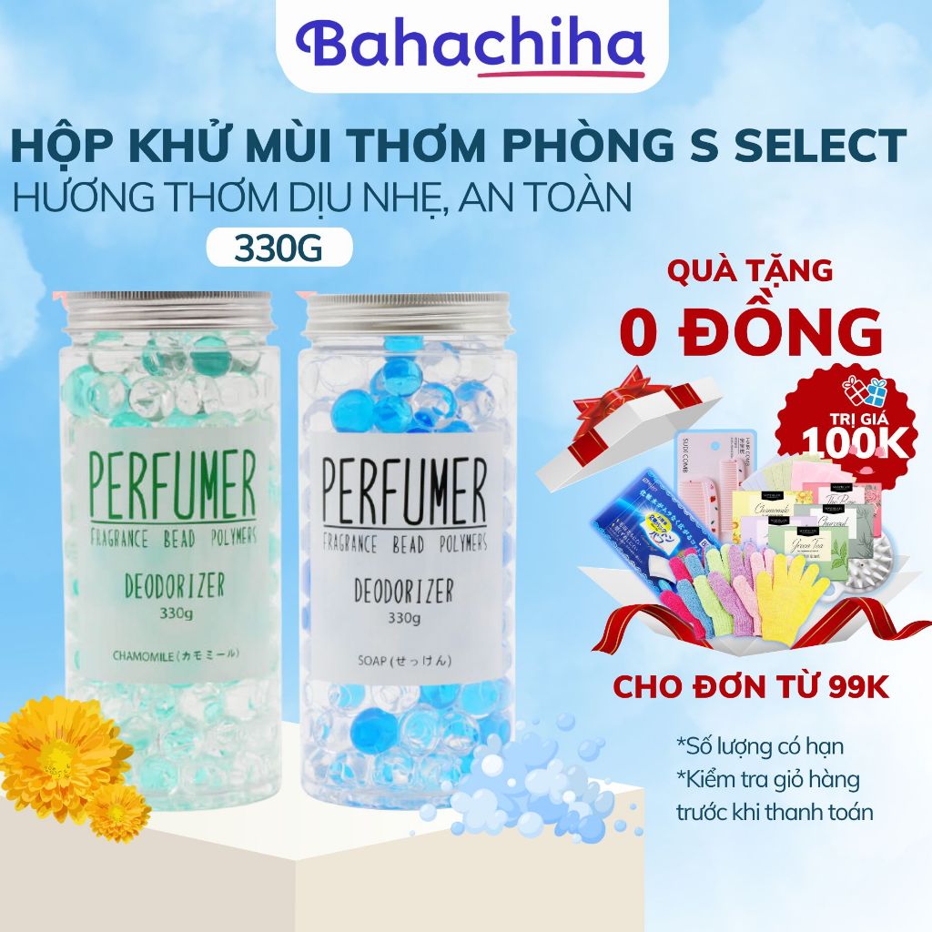 Hộp khử mùi làm thơm phòng S Select dạng hạt hương xà bông và hương hoa cúc Nhật Bản - Bahachiha